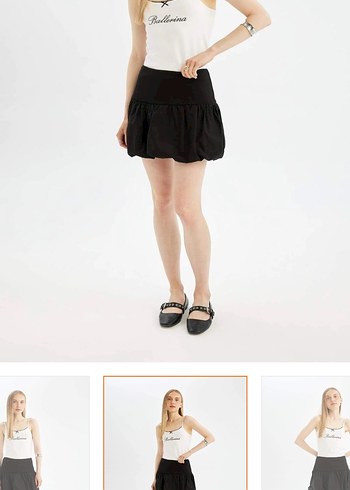 Siyah Mini balon etek - Görsel 2