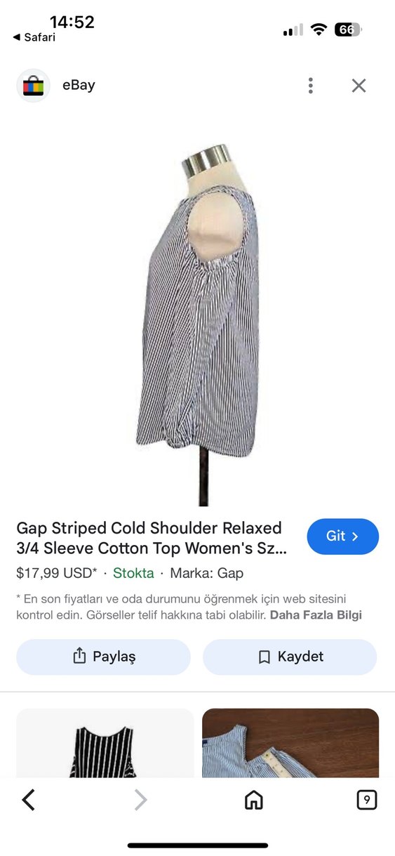 Gri Çizgili Pamuklu Salaş Bluz - Görsel 3