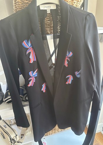 İpekyol Nakışlı, Düğmeli, Uzun Kadın Blazer - Görsel 4