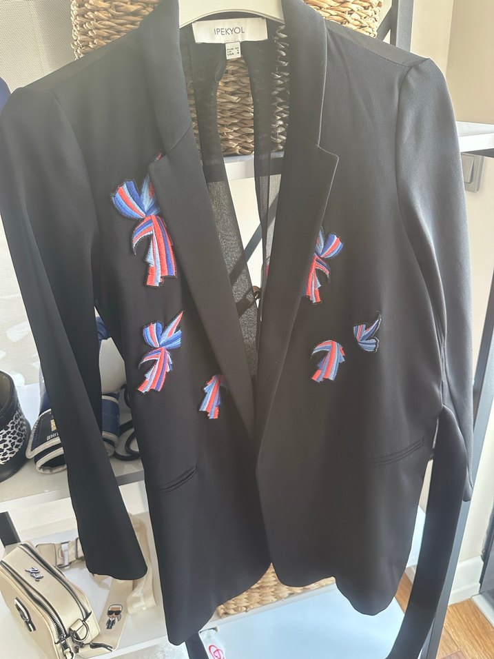 İpekyol Nakışlı, Düğmeli, Uzun Kadın Blazer - Görsel 4