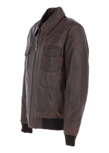 Kahverengi Deri Erkek Biker Ceket - Görsel 2