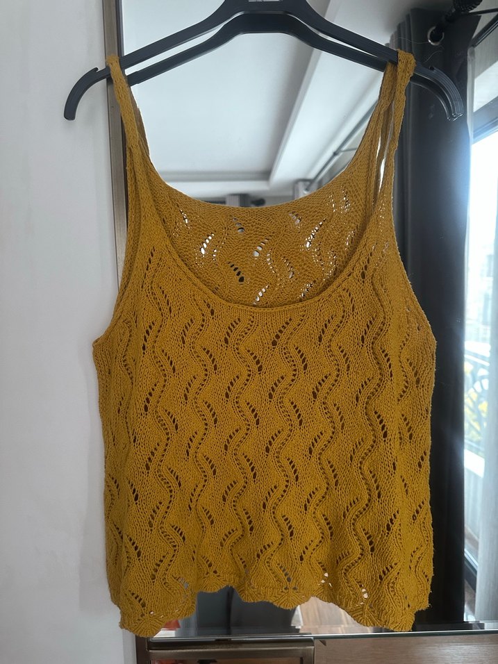 Sarı Örgü Bohem Kadın Atlet - Görsel 2