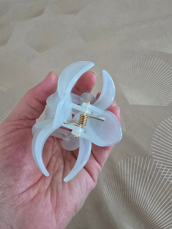 Şeffaf Mavi Çiçek Toka - Görsel 3