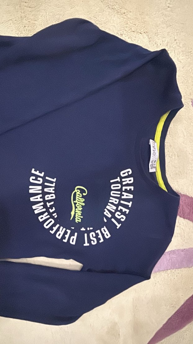 Erkek Çocuk Lacivert Pamuklu Baskılı Uzun Kollu
 Tişört - Görsel 2