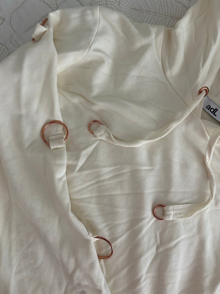 Ekru Kapüşonlu Kadın Sweatshirt - Görsel 2