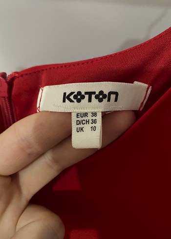 Koton Kırmızı Fırfırlı Midi Elbise