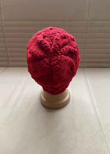 Koyu kırmızı Örgü Kadın Bere - Görsel 3