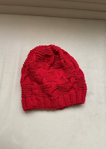 Koyu kırmızı Örgü Kadın Bere - Görsel 6