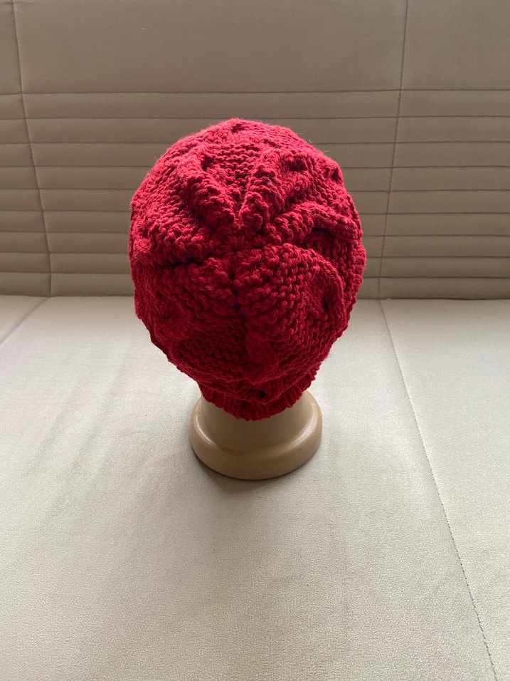 Koyu kırmızı Örgü Kadın Bere - Görsel 3