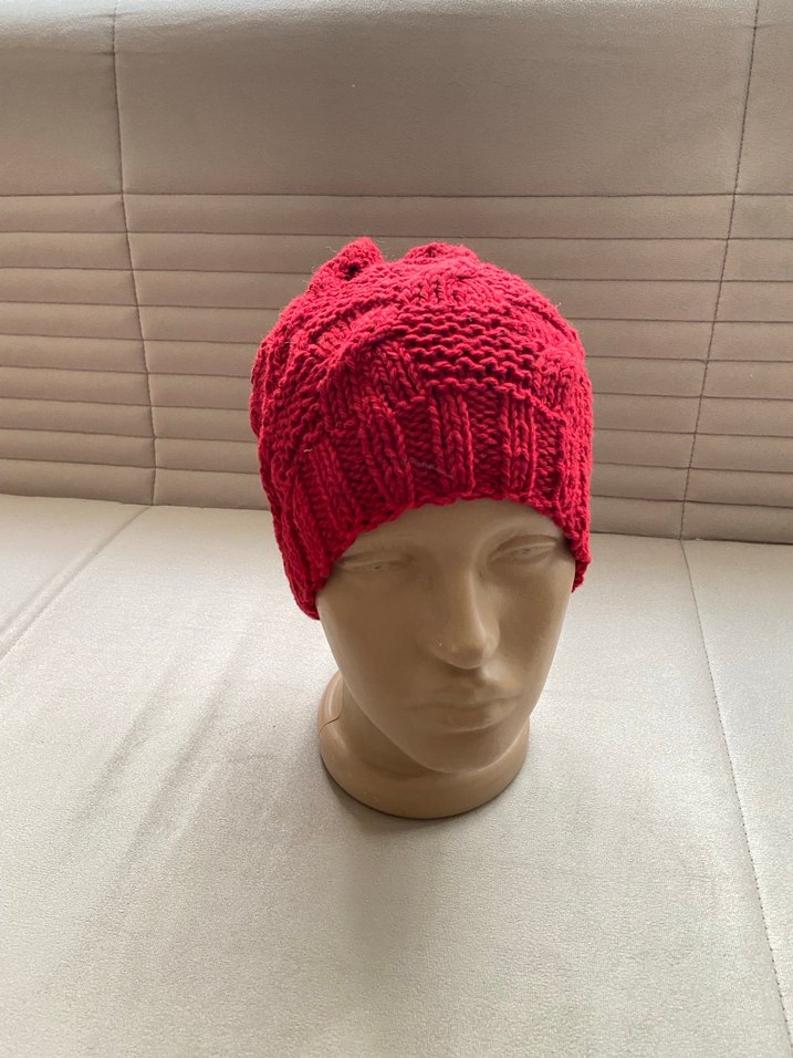 Koyu kırmızı Örgü Kadın Bere - Görsel 5