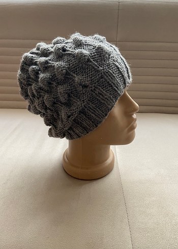 Gri Örgü Kadın Bere - Görsel 5