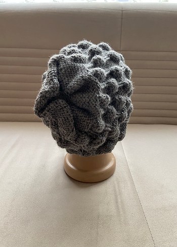 Gri Örgü Kadın Bere - Görsel 6