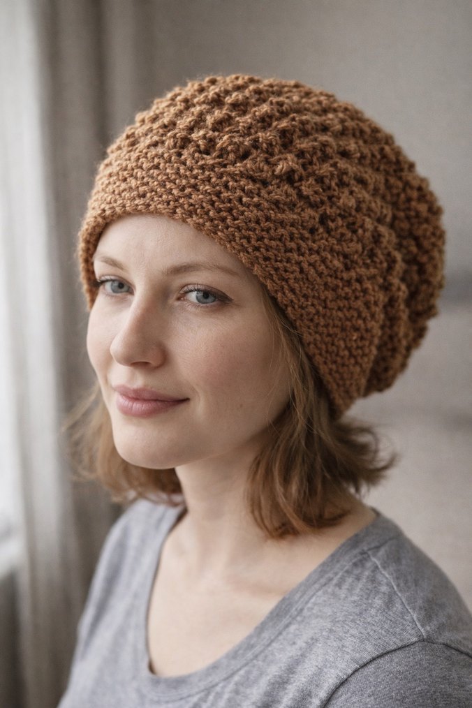 Bej Örgü Kadın Bere - Görsel 4