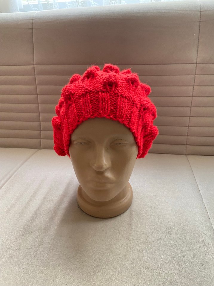 Kırmızı Örgü Kadın Bere - Görsel 3