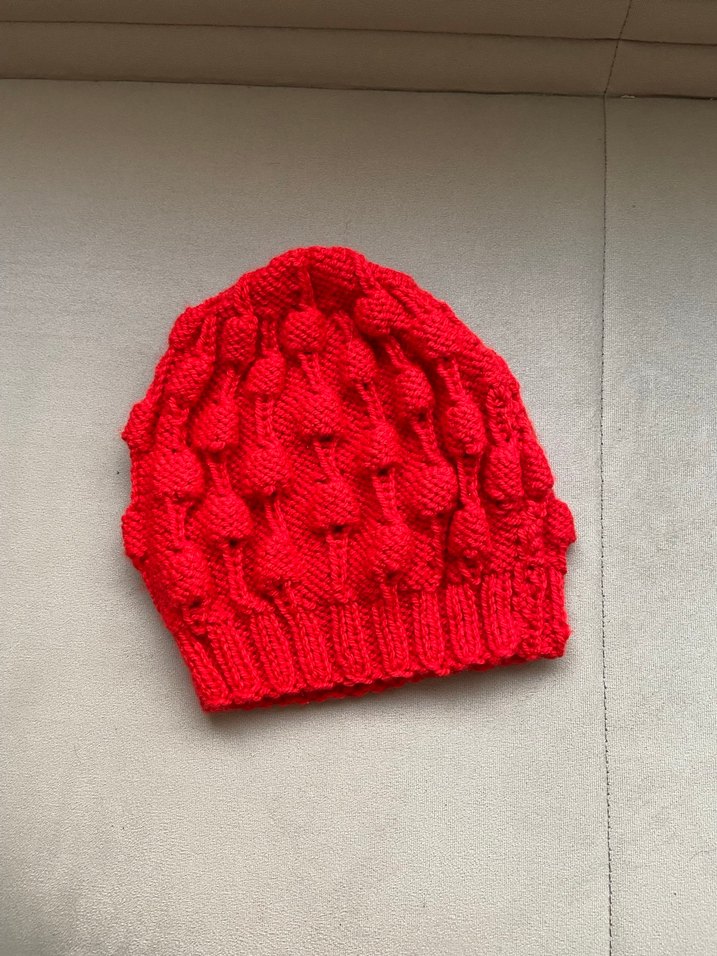 Kırmızı Örgü Kadın Bere - Görsel 4