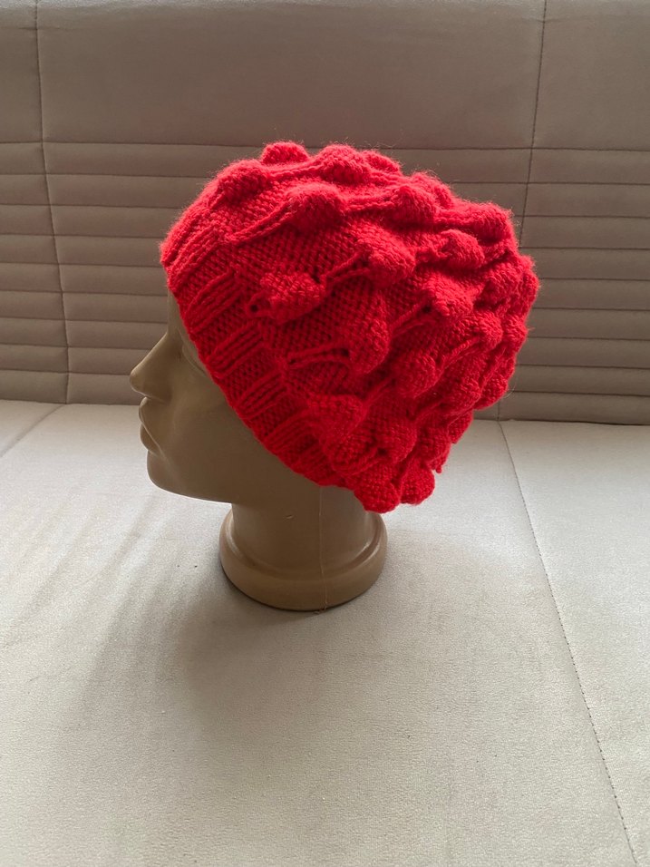 Kırmızı Örgü Kadın Bere - Görsel 2