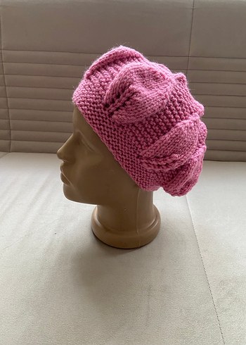 Pembe Örgü Kadın Bere - Görsel 6