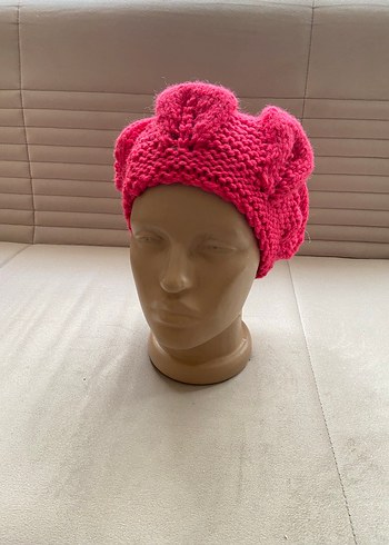 Pembe Örgü Kadın Bere - Görsel 2