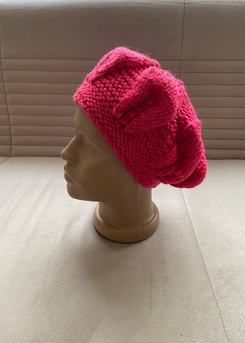 Pembe Örgü Kadın Bere - Görsel 4