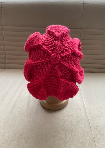 Pembe Örgü Kadın Bere - Görsel 5