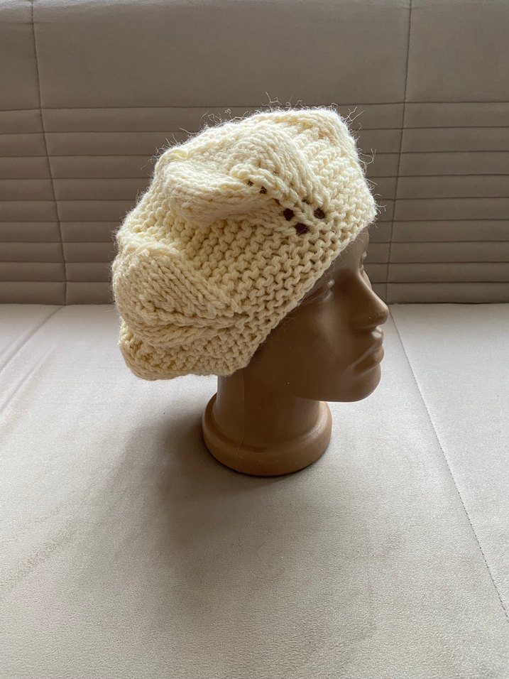 Krem Örgü Kadın Bere - Görsel 3