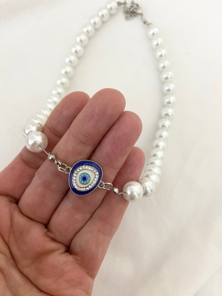 Nazar boncuklu inci kolye - Görsel 3