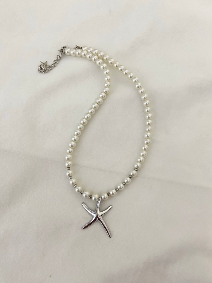 Deniz Yıldızı ekru renk inci Kolye - Görsel 2