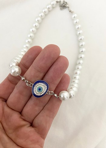 Nazar boncuklu inci kolye - Görsel 2