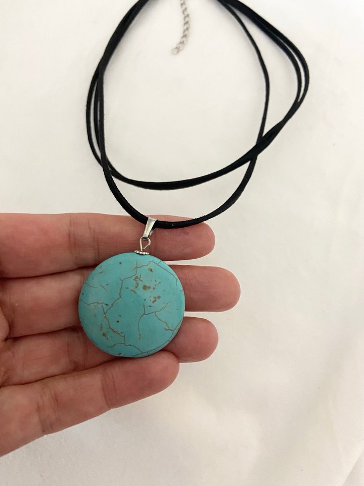 Turkuaz taşlı Bohem Kadın Kolye - Görsel 3