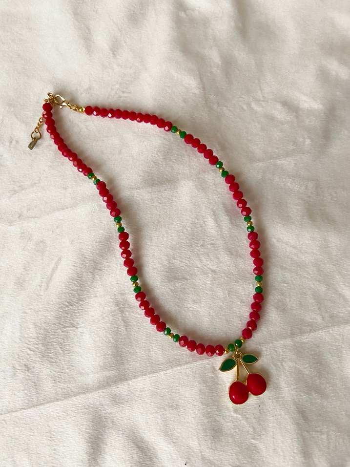 Kristal Boncuklu Kiraz Kolye - Görsel 2