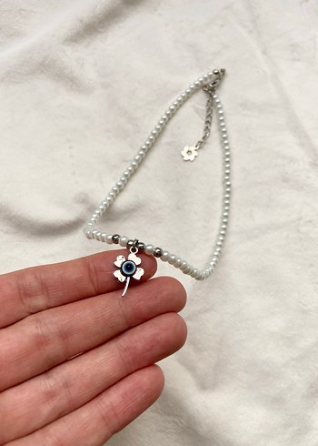 Nazar boncuklu yonca inci kolye - Görsel 3