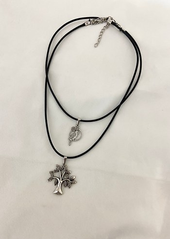 Ağaç ve kuş figürlü ikili kolye - Görsel 3