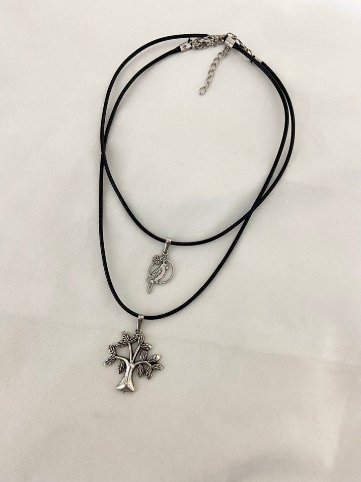 Ağaç ve kuş figürlü ikili kolye - Görsel 3