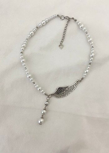 Melek kanadı detaylı inci kolye - Görsel 2