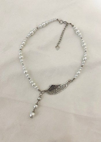 Melek kanadı detaylı inci kolye - Görsel 4