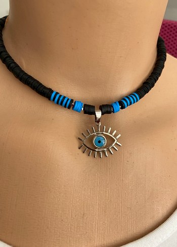 Göz detaylı siyah fimo Kadın Kolye - Görsel 4