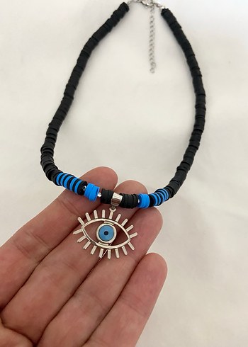 Göz detaylı siyah fimo Kadın Kolye - Görsel 2