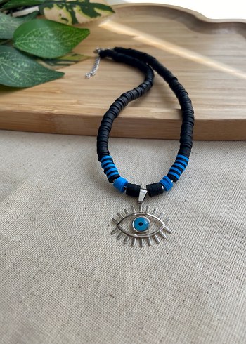 Göz detaylı siyah fimo Kadın Kolye - Görsel 7