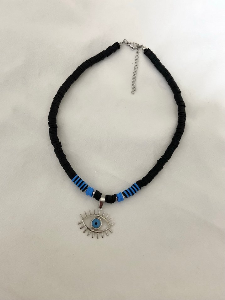 Göz detaylı siyah fimo Kadın Kolye - Görsel 3