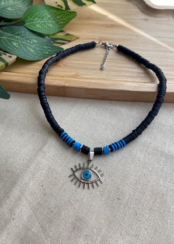 Göz detaylı siyah fimo kolye - Görsel 7