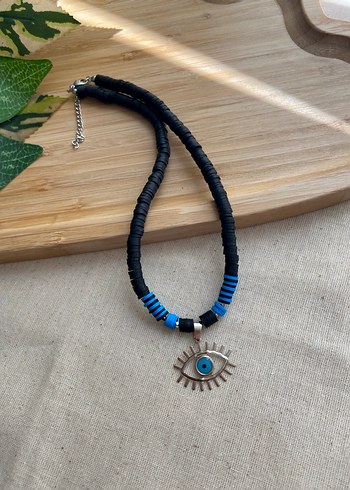 Göz detaylı siyah fimo kolye - Görsel 9