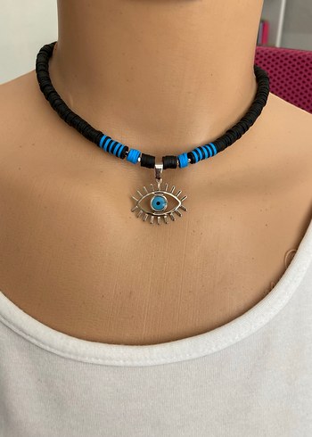 Göz detaylı siyah fimo kolye - Görsel 10