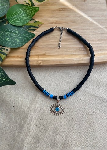 Göz detaylı siyah fimo kolye - Görsel 6