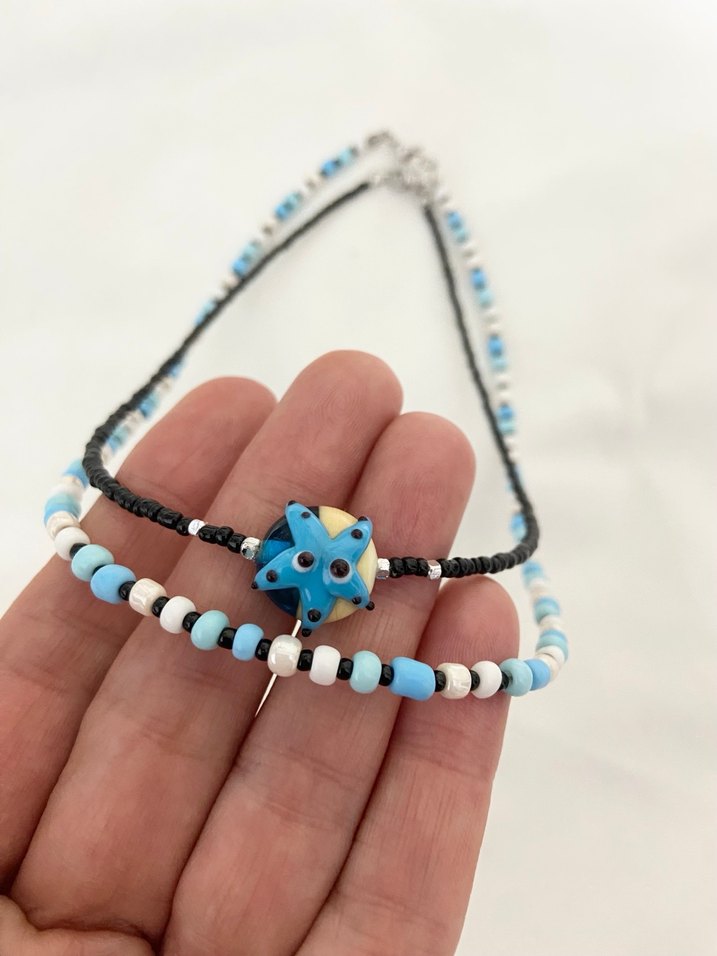 Murano denizyıldızlı kombin kolye - Görsel 2
