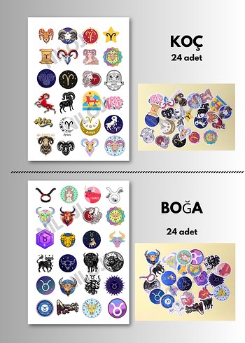 Renkli Burç Sembolleri sticker seti - Görsel 2