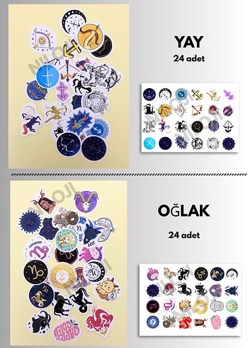 Renkli Burç Sembolleri sticker seti - Görsel 7