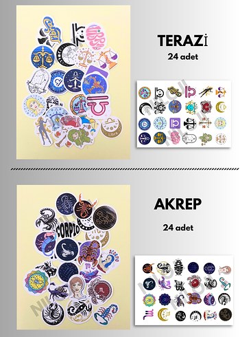 Renkli Burç Sembolleri sticker seti - Görsel 4