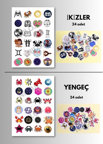 Renkli Burç Sembolleri sticker seti - Görsel 3