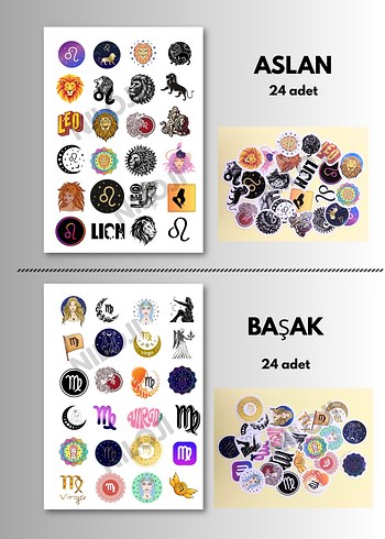 Renkli Burç Sembolleri sticker seti - Görsel 5