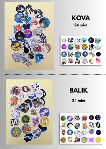 Renkli Burç Sembolleri sticker seti - Görsel 6